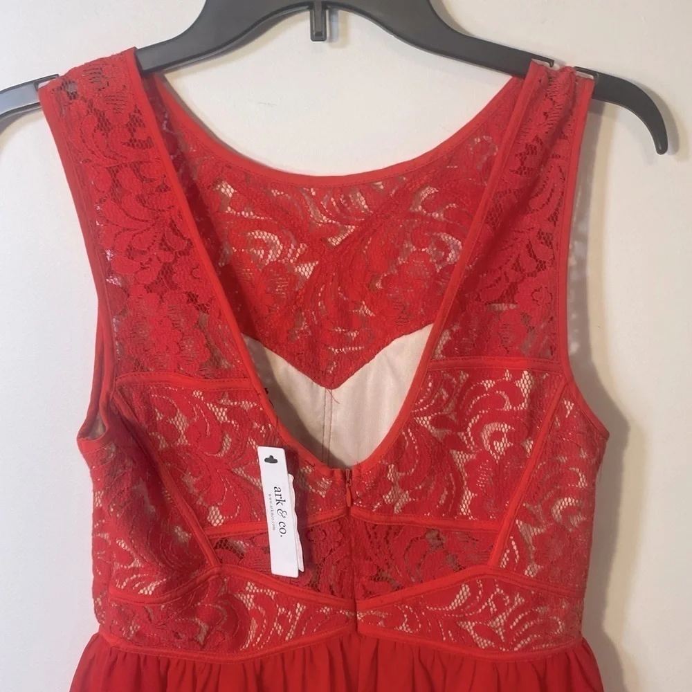 NWT Arc & Co Womens Lace Top Mini Red Dress Size Medium Prom Party Sexy - Picture 10 of 16